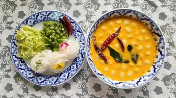 Vibrant Rice and Noodles with Fish Curry Sauce photo