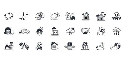 Air Pollution icon set.Editable stroke.linear style sign for use web vector