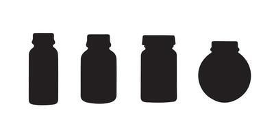 A set of bottles for medicine icon silhouette on white background vector