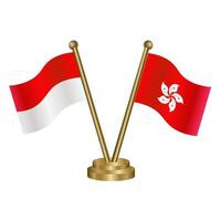 Indonesia and Hong Kong table flags. vector