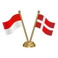 Indonesia and Denmark table flags. vector
