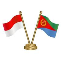 Indonesia and Eritrea table flags. vector