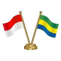 Indonesia and Gabon table flags. vector