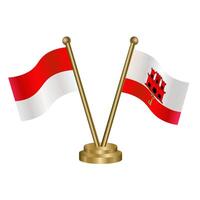 Indonesia and Gibraltar table flags. vector