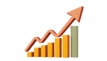 Up arrow 3d icon illustration business concept isolated background Growth direction graphic sign chart graph design increase symbol financial stock market exchange target navigation png