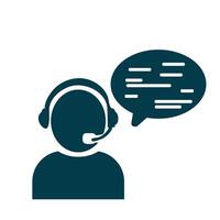 Support Customer Service Silhouette Icon on white background vector
