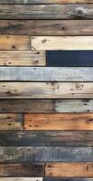 Close up of rustic wooden planks with varying shades and textures, perfect for design backgrounds photo