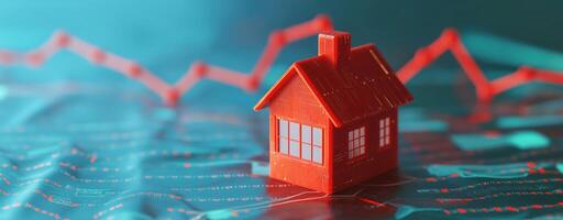 House and graph, symbolizing property value increase, real estate market trends, and investment photo