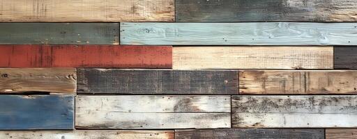 Close-up of wooden planks with varying shades and textures, perfect for design backgrounds photo