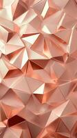 Shiny rose gold foil with abstract geometric pattern and reflective metallic texture design photo