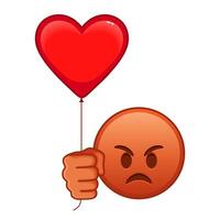 Face pouting lips with red heart baloon Large size of red emoji smile vector