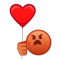 Angry face with red heart baloon Large size of red emoji smile vector