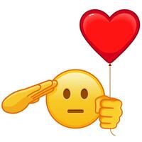 Emoji with hand on face with red heart baloon Large size of yellow emoji smile vector