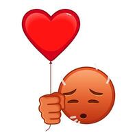 Sweaty face with red heart baloon Large size of red emoji smile vector
