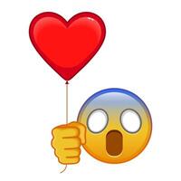 Face screaming in fear with red heart baloon Large size of yellow emoji smile vector