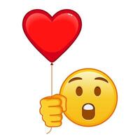 Face with open mouth with red heart baloon Large size of yellow emoji smile vector