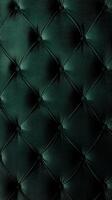 Luxurious dark green velvet tufted pattern with deep diamond quilting and button details, rich photo