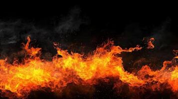 Intense flames, vivid orange and red hues on a dark background, heat and energy photo