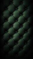 Luxurious dark green tufted leather with deep diamond quilting, button details, rich background photo
