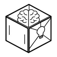 Glowing Brain Inside a Cube vector