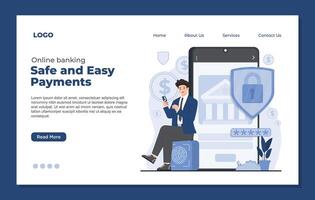 Landing page template of safe and secure payment. Flat design illustration. vector