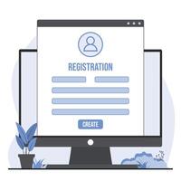 Online registration concept Reservation form on computer screen. illustration in flat style. vector