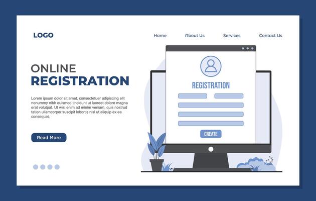 Flat design illustration concept of online online registration . Landing page template.