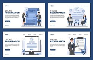 Landing page template online registration secure login password protection for user accounts sign up vector