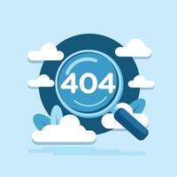 404 Error Flat Illustration with Magnifying Glass - Page Not Found Design vector