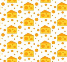 Cheese seamless pattern. Pieces of yellow cheese, isolated on a white background. Pieces of cheese of various shapes. flat illustration vector