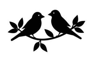 Silhouette illustration art of two birds and facing each other vector