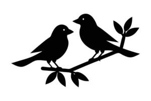 Silhouette illustration of two birds and facing each other too vector