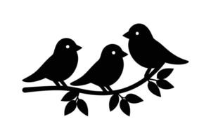 Silhouette art illustration of three birds and facing each other vector