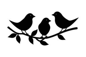 Silhouette illustration of three birds and looking to each other vector