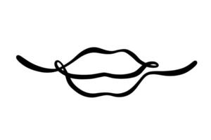 hand drawn doodle sketch of lips isolated on white background continuous one line drawing outline vector