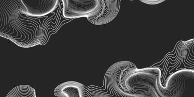 Abstract black background with flowing white stripe.Groovy abstract art background vector