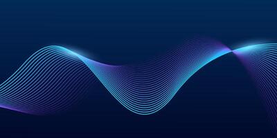 Abstract dark blue background with dynamic wave line.Futuristic technology concept. vector