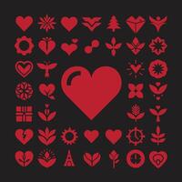 different types love icon in red color vector