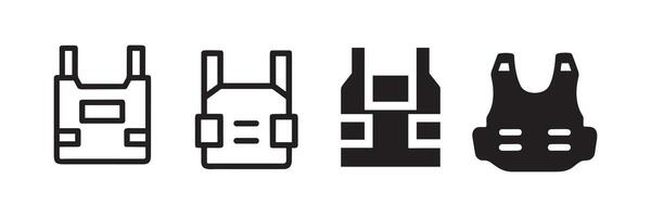 Minimalist Bulletproof Vest Icon Set for Security and Protection vector