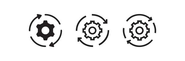 Gear Rotation Process Icon Set Illustration vector
