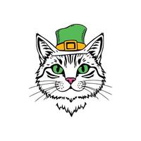 St. Patrick's Day Cat with Leprechaun Hat Design for Greeting Cards vector