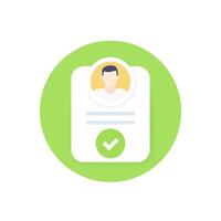 Account verified icon with user and check mark, vector