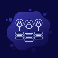CDN icon with users, Content delivery network line vector