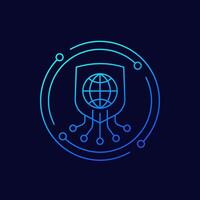 secure network icon, online security linear design vector