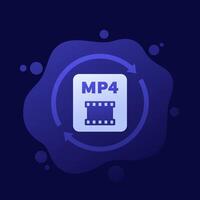 convert to mp4 file icon, design vector