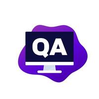 QA icon, Quality Assurance design with a pc vector