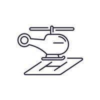 helipad line icon with a helicopter vector