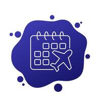Flight calendar or schedule line icon, vector