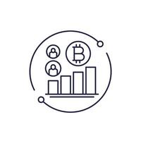 bitcoin adoption, users line icon with a graph vector