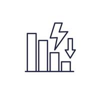 power consumption reduction icon, line vector